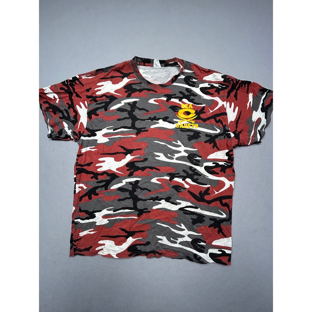 Port & Company T-Shirt 100% Cotton Red Camo XL Mens